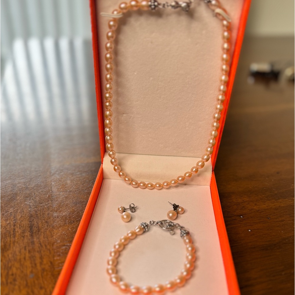 Mandarin Cultured pink pearl full set